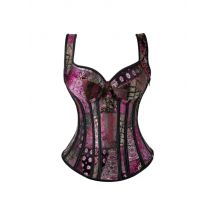 Women Sexy Vintage Corset Bustier Top with Cup Shoulder Straps Body Shaper Zip Lace Up Plus Size Lingerie