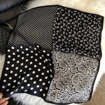 Luxus Polka Dot Paisley Print Quadratischer Schal Schwarz Weiß Dünner dekorativer Halstuch Haarbänder Sonnenschutz Kopftuch für Frauen