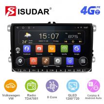 Isudar-botón estéreo y físico para coche, dispositivo con Android 12, Carplay, 4G, No 2DIN, para Skoda/VW/Volkswagen/POLO/PASSAT/Golf/Tiguan/Jetta/Touran