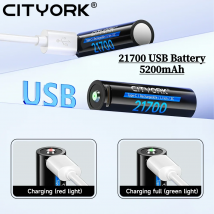 CITYORK 3,7 V 21700 Akku 5200 mAh wiederaufladbare LED-Lithium-Bateria mit USB Typ-C-Schnellladekabel für Taschenlampenkameras