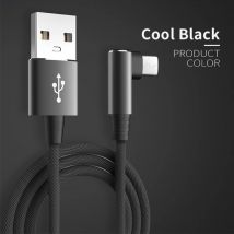 Cavo di ricarica rapido 5A 5A Cavo di tipo C con guscio intrecciato ad angolo di 90 gradi Nero/Rosso/Blu Gomito singolo Tipo C Linea di ricarica per telefono cellulare