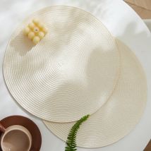 Rundes geflochtenes Set mit 6 waschbaren runden Tischsets für Weihnachtsküche, Hochzeit, Esstisch, 38 cm, gewebte, hitzebeständige Tischsets