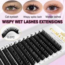 CoMango Nasswimpernverlängerung 0,07 mm Spikes Wimpern Manga Wispy Cosplay Typ Wimpern Flauschig