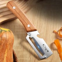 Pelapatate in acciaio inox con manico in legno per sbucciare e affettare frutta e verdura |   Funzionamento durevole e fluido