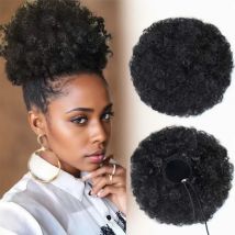 Afro Puff Kordel zug Pferdes chwanz Echthaar verlängerungen brasilia nischen High Bun Haarteil afrikanischen Afro verworrenen Kordel zug lockigen Pferdes chwanz