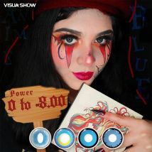 VISUASHOW ANIME BLAU Cosplay Farbige Augenlinsen Crazy Color Beauty Kontaktlinsen Jahresmyopie Kontaktlinsen -1,00 bis -8,00