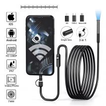 Nowa kamera endoskopowa 7mm 1080P HD USB z 6 diodami LED, elastycznym kablem 1/2/5/10M, wodoodporny boroskop inspekcyjny dla Androida