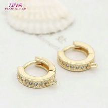 4PCS 14x 12,6 MM 14K Gold Farbe Messing mit Zirkon Runde Ohrringe Hoop Ohrring Clip Hohe Qualität DIY schmuck, Die Entdeckungen