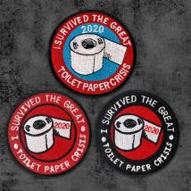 Ich überlebte das große Toilettenpapier TP Crisis 2020, gestickte Aufnäher, Armee-Militär-Aufkleber auf Kleidung, Aufnäher, Abzeichen