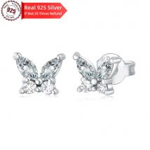 Neuer einfacher Stil echte Sterling Silber Schmetterling Ohr stecker Original hochwertige Luxus Frauen Ohrringe Schmuck Geschenke