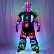 LED Roboter Kostüm Leucht Anzug Männer Gogo Sänger Gast Tänzer Kostüm Anzug Hero Licht Rüstung Für Bühne Party Tragen