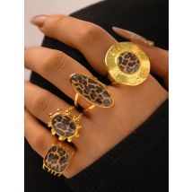 Minimalistische Ringe aus 18 Karat PVD-vergoldetem 304-Edelstahl, klobiger Schmuck, hochwertiger Charm, stilvoller goldener Boho-Leoparden-Schmuck