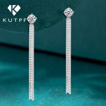 Moissanit-Tropfenohrringe mit Gra-Zertifikaten, 1 Karat D-Farbe, Diamant-Ohrring, 925er Silber, lange Quaste, baumelnder Ohrring für Frauen