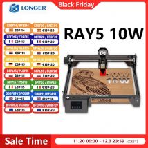 Długa Ray5 10W Grawerka Laserowa 0.06x0.06mm Rozmiar Ścięcia Laserem Ekran Dotykowy Offline Grawerowanie 32-Bitowy Chipset Obszar Pracy 400x400mm