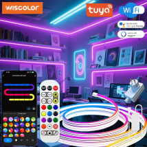 WISCOLOR 24V TUYA WIFI LED Neon Strip Lights 5M 10M 15M Silicone Waterproof With Voice Control Support Smart Life For Home Decor