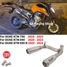Motorcycle Exhaust Escape Moto All Titanium alloy Middle Link Pipe Double Muffler Slip On For KTM DUKE 790 890 890R 2018-2023