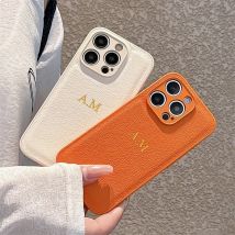 Personalisieren Sie Gold-Silber-Anfangsbuchstaben-Leder-PU-weiche Hülle für iPhone 17, 16, 14, 13, 15 Pro 12, 11 Xs Max XR 16 Plus Luxus-Abdeckungen