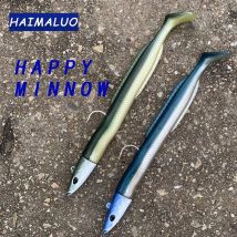 HAIMALUO Happy Soft Fishing Lure Minnow Jig Head Hook Artificial Saltwater Sea Bass Fishing Bait Swimbait Tackle Soft Bait