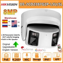 Telecamera IP a torretta ColorVu panoramica Hikvision da 8 MP DS-2CD2387G2P-LSU/SL 4K Sicurezza Doppia lente Colore Notte Microfono incorporato Altoparlante
