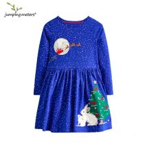 Jumping Meters Hot Christmas Girls Dresses Santa Claus New Years Party Kids Girls Costume Autumn Winter Toddler Frocks Clothing