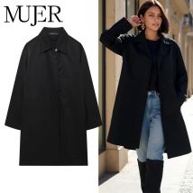 MUJER 2025 Schwarz frauen Windjacke Zipper Winter Lange Mäntel für Frauen Langarm frauen Graben Mantel Herbst Mantel weibliche