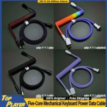 Five-Core Mechanical Keyboard Power Data Cable Support 8k Polling Rate 1.5m Weighted Spring Wire Coiled Aviator Wire Usba To C