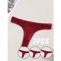 Varsbaby frauen sexy g-strings 3 stücke höschen niedrige taille kurze rot schwarz unterwäsche set