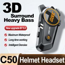 Zestaw słuchawkowy do kasku motocyklowego 3D surround z ciężkim basem Stereo Bluetooth Zestaw głośnomówiący IPX7 Wodoodporny z trójkolorowym światłem otoczenia