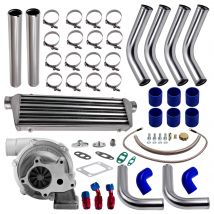 Neues T3 T4 T04e.57 A/r Turbo Intercooler Piping Kit 5-Bolzen & Oil Feed Return Line