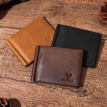 Ultra-dünne männer Geld Clip Brieftasche Vintage Echtes Leder Bifold Karte Halter Geldbörse Mini Hohe Qualität Männlichen Geld geldbörse Cartera