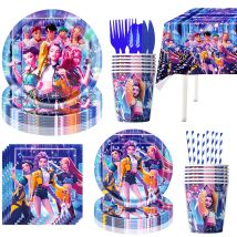 Nuovo K-pop Demon Hunter Palloncino Set da festa Bandiera Banner Stoviglie Decorazioni per feste di compleanno Coreano Kpop Anime Party Palloncino Cake Toppers