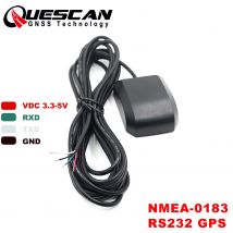 QUESCAN 5V NMEA 0183 RS232 odbiornik z anteną GPS do sterowania przemysłowego GPS RS-232 NMEA0183 QZSS SBAS WAAS, 1-10Hz