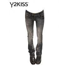 Women's Low Rise Jeans Flared Denim Pants Black American Retro Bootcut Jeans Korean Skinny Y2k Japanese Bell Bottom Jeans Y2k