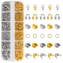 1200 stücke 12 Gitter U-Form Verschluss Karabiner verschluss Schmuck Herstellung Materialien Crimp draht Perlen Kit für DIY Armband Ohrringe Zubehör