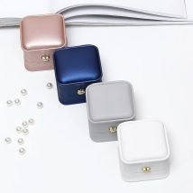 Draht-zeichnung PU Leder Krone Knopf Ring Lagerung Box Schmuck Verpackung Box Krone Schnalle Ring Stud Schmuck Set Box