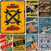 My Garage My Rules Metal Signs Vintage Posters Plate Wall Decor for Garage Repair Shop Bars Cafe Clubs Pubs Retro Decoration