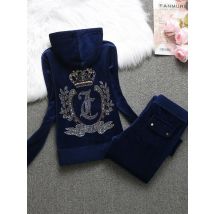 Velvet Tracksuit Women Casual Women Velvet Tracksuit Original Suit Women Outdoor sports hooded sweatshir Suit Diamond Juicy 2pc