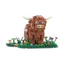 MOC Highland Cattle Building Blocks Kit Realistic Animal Scottish Cow Kyloe Toy Farm Bricks Cattle Adults Girls
