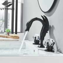 Uythner Badezimmer-Waschtischarmatur mit doppeltem Kristallgriff, Badewannen-Mischbatterie, Deckmontage, weit verbreiteter Badmischer-Kran