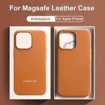 Custodie in pelle animate originali ufficiali per iPhone 16 13 14 15 Pro Max per Cover di ricarica Wireless magnetica Magsafe per 15 14 Plus