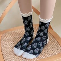 Frauen Socken Retro Stil Neue Herbst Mode Damen Blume Socken Atmungsaktive Gemischt-farbe Casual Rüschen Rüschen Socken frauen trendy