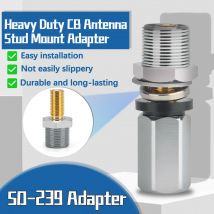 Robuster CB-Antennenbolzen-Montageadapter mit SO-239-Anschluss für den Einbau einer CB-Funkantenne mit 3/8 x 24 Gewinde