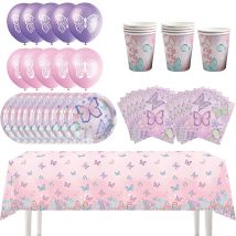 Rosa Schmetterling Papp teller Tasse Serviette Frühling Schmetterling Thema Geburtstags feier Dekoration Mädchen Geburtstags feier Baby party liefert