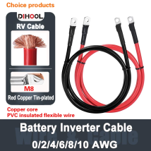 Batterie Inverter Verbindung Kabel Set mit Terminals 8/6/4/2 AWG 10/16/25/35mm2 UPS Draht Gestrandet Rot kupfer Core verzinnt Lug