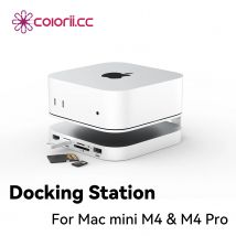 Mac mini USB C Hub con carcasa SSD M.2 para Mac Mini M4/M4 Pro soporte tipo C estación de acoplamiento SSD Case USB3.2 Gen2 SD4.0 TF4.0