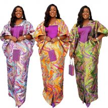 Frische afrikanische Kleider für Damen. Teure Truthahnkleider aus Jacquardstoff für Damen, luxuriöse lange Luxuskleider