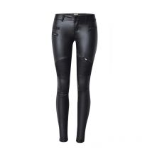 Stretch Faux Pu Leather Pants Women Skin Tight Motorcycle Gothic Punk Rock Pencil Trousers Zipper Moto Biker Leggings Black XS