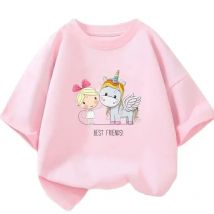 Niedliche Cartoon Mädchen T-Shirts Mädchen Sommer Einhorn Freunde Kleidung Baby T-Shirts Kinder Kurzarm Kleidung Grafik T-Shirt T-Shirt