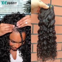 PU Clip In Hair Extensions Human Hair Water Wave Seamless Curly Human Hair Clip Ins Double Drawn Skin Weft Clip In Hair