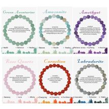 Heilkristall-Stein-Armbänder für Damen und Herren, Halbedelstein-Armbänder, 8 mm runde Perlen, Stretch-Perlen-Armband, Schmuck